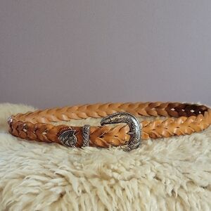 Braided Tan Leather Belt
